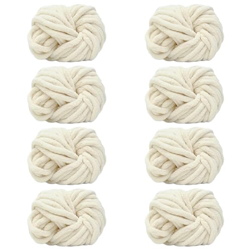 Maxee Dicke Wolle Garn 250g*8 Stuck, Sperrige Armstricken Wolle, Soft Arm Knitting, XXL Grobstrick Weiches Wollgarn, zum Häkeln für Decke, Perfekt zum Weben von Haustier Nest, Decken, Zierkissen von Maxee