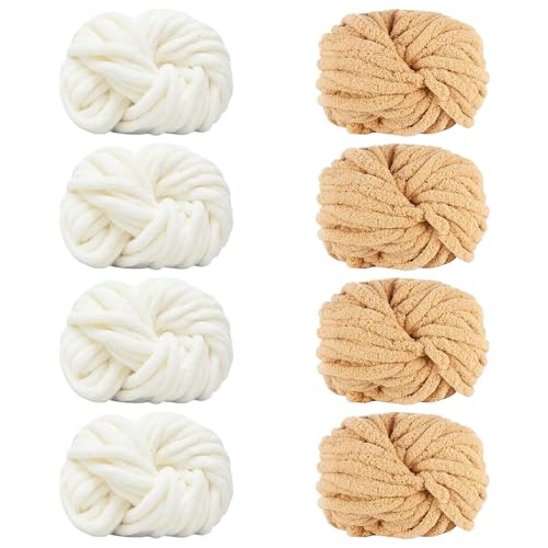 Maxee Dicke Wolle Garn 250g*8 Stuck, Sperrige Armstricken Wolle, Soft Arm Knitting, XXL Grobstrick Weiches Wollgarn, zum Häkeln für Decke, Perfekt zum Weben von Haustier Nest, Decken, Zierkissen von Maxee