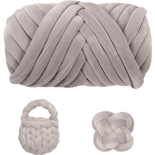 Maxee Dicke Wolle Garn 500g, Chunky XXL Wolle zum Handstricke, Schlauchgarn Armstricken Knitting Wolle, Sperrige Textilgarn zum häkeln für körbe, Decke, Kissen,Haustierkorb(Velvet dunkelgrau) von Maxee