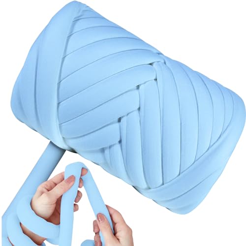 Maxee Dicke Wolle Garn 500g, Chunky XXL Wolle zum Handstricke, Schlauchgarn Armstricken Knitting Wolle, Sperrige Textilgarn zum häkeln für körbe, Decke, Kissen, Haustierkorb -dunkles Jeansblau von Maxee