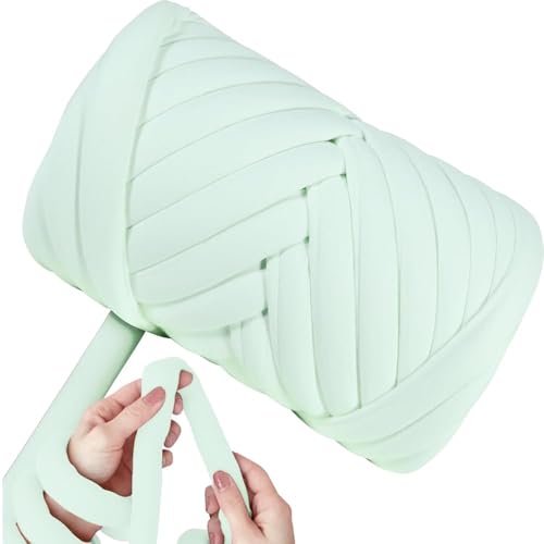Maxee Dicke Wolle Garn 450g, Chunky XXL Wolle zum Handstricke, Schlauchgarn Armstricken Knitting Wolle, Sperrige Textilgarn zum häkeln für körbe, Decke, Kissen, Rucksack, Haustierkorb-hellgrün von Maxee