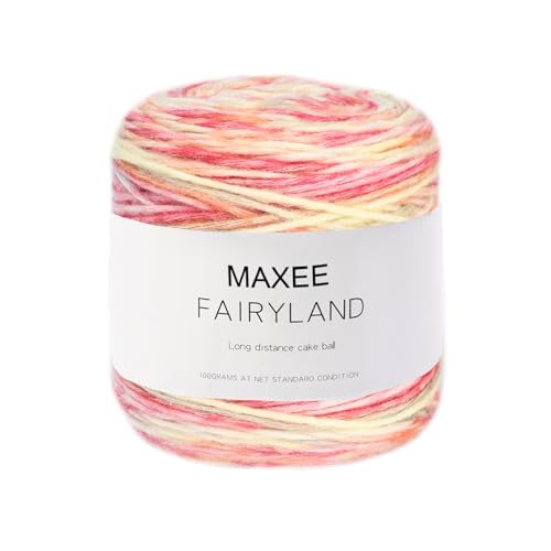 Maxee Farbverlaufsgarn 100g, 220 Mete Cupcakes Bobbel Garn zum Stricken Häkeln, Mehrfarbiges Gradient Häkelgarn, Handstrick Häkeln Baumwollstrickgarn zum DIY Schal Mütze Pullover und Bastel-12 von Maxee