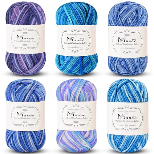 Maxee Handstrickgarn, 6x50 g Häkelgarn, Bunt Farbverlauf Acrylgarn zum Stricken, Weicher Wolle zum Häkeln, Mehrfarbiges Garn zum Stricken Häkeln und Basteln Maxee Handstrickgarn, 6x50 g Häkelgarn, Bunt Farbverlauf Acrylgarn zum Stricken, Weicher Wolle zum Häkeln, Mehrfarbiges Garn zum Stricken Häkeln und Basteln von Maxee