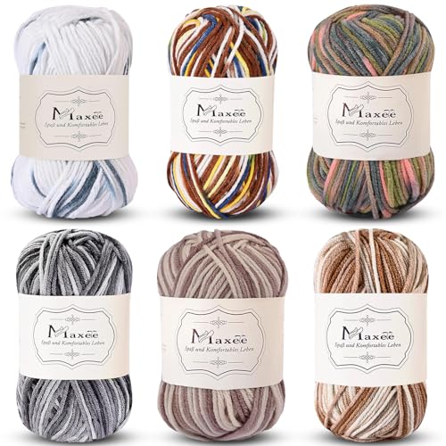 Maxee Handstrickgarn, 6x50 g Häkelgarn, Bunt Farbverlauf Acrylgarn zum Stricken, Weicher Wolle zum Häkeln, Mehrfarbiges Garn zum Stricken Häkeln und Basteln Maxee Handstrickgarn, 6x50 g Häkelgarn, Bunt Farbverlauf Acrylgarn zum Stricken, Weicher Wolle zum Häkeln, Mehrfarbiges Garn zum Stricken Häkeln und Basteln von Maxee
