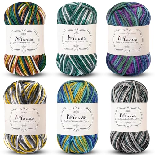 Maxee Handstrickgarn, 6x50 g Häkelgarn, Bunt Farbverlauf Acrylgarn zum Stricken, Weicher Wolle zum Häkeln, Mehrfarbiges Garn zum Stricken Häkeln und Basteln Maxee Handstrickgarn, 6x50 g Häkelgarn, Bunt Farbverlauf Acrylgarn zum Stricken, Weicher Wolle zum Häkeln, Mehrfarbiges Garn zum Stricken Häkeln und Basteln von Maxee