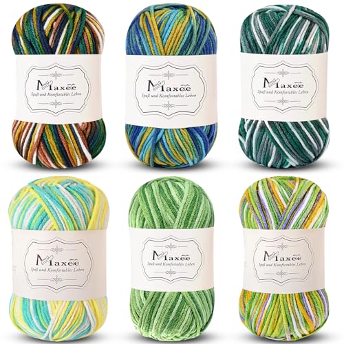 Maxee Handstrickgarn, 6x50 g Häkelgarn, Bunt Farbverlauf Acrylgarn zum Stricken, Weicher Wolle zum Häkeln, Mehrfarbiges Garn zum Stricken Häkeln und Basteln Maxee Handstrickgarn, 6x50 g Häkelgarn, Bunt Farbverlauf Acrylgarn zum Stricken, Weicher Wolle zum Häkeln, Mehrfarbiges Garn zum Stricken Häkeln und Basteln von Maxee