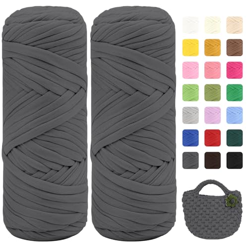 Maxee Premium T-Shirt Garn – 2er Pack (je 200g/75m), Weiches Bandgarn zum Häkeln & Stricken – Farbintensiv & pflegeleicht, Ideal für Häkeltaschen/Körbe/Teppiche DIY Projekte, Handarbeiten und Deko von Maxee