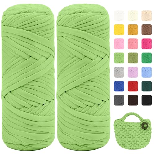 Maxee Premium T-Shirt Garn – 2er Pack (je 200g/75m), Weiches Bandgarn zum Häkeln & Stricken – Farbintensiv & pflegeleicht, Ideal für Häkeltaschen/Körbe/Teppiche DIY Projekte, Handarbeiten und Deko von Maxee