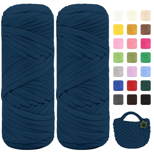 Maxee Premium T-Shirt Garn – 2er Pack (je 200g/75m), Weiches Bandgarn zum Häkeln & Stricken – Farbintensiv & pflegeleicht, Ideal für Häkeltaschen/Körbe/Teppiche DIY Projekte, Handarbeiten und Deko von Maxee