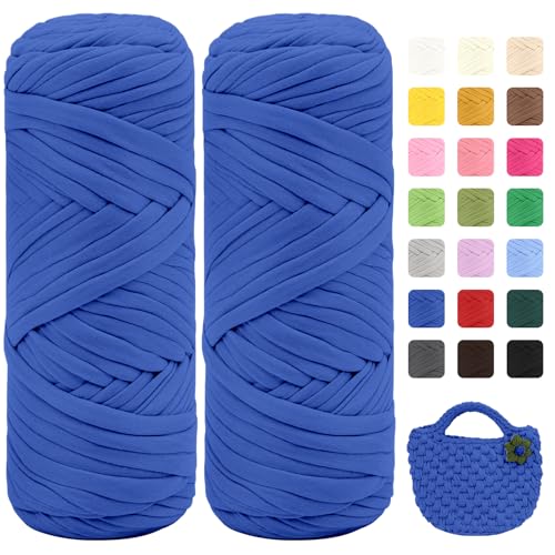 Maxee Premium T-Shirt Garn – 2er Pack (je 200g/75m), Weiches Bandgarn zum Häkeln & Stricken – Farbintensiv & pflegeleicht, Ideal für Häkeltaschen/Körbe/Teppiche DIY Projekte, Handarbeiten und Deko von Maxee