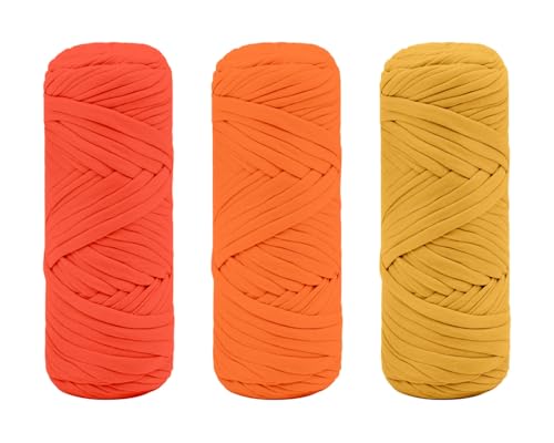 Maxee Premium T-Shirt Garn – 3er Pack (je 200g/75m), Weiches Bandgarn zum Häkeln & Stricken – Farbintensiv & pflegeleicht, Ideal für Häkeltaschen/Körbe/Teppiche DIY Projekte, Handarbeiten und Deko von Maxee