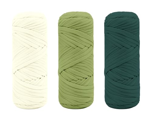 Maxee Premium T-Shirt Garn – 3er Pack (je 200g/75m), Weiches Bandgarn zum Häkeln & Stricken – Farbintensiv & pflegeleicht, Ideal für Häkeltaschen/Körbe/Teppiche DIY Projekte, Handarbeiten und Deko von Maxee