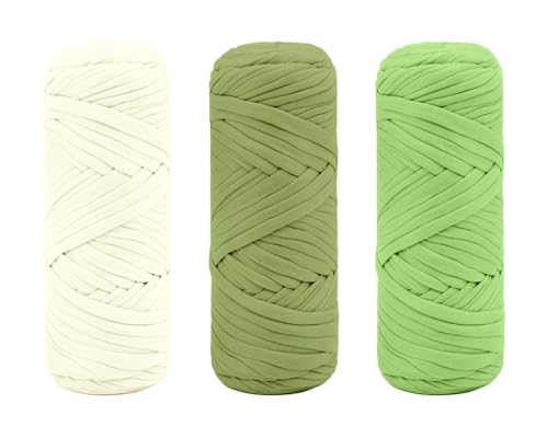 Maxee Premium T-Shirt Garn – 3er Pack (je 200g/75m), Weiches Bandgarn zum Häkeln & Stricken – Farbintensiv & pflegeleicht, Ideal für Häkeltaschen/Körbe/Teppiche DIY Projekte, Handarbeiten und Deko von Maxee