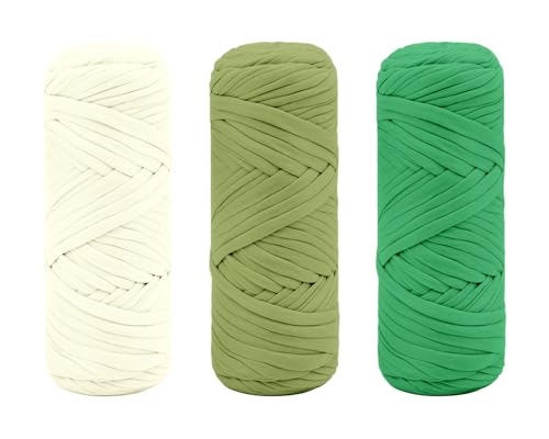 Maxee Premium T-Shirt Garn – 3er Pack (je 200g/75m), Weiches Bandgarn zum Häkeln & Stricken – Farbintensiv & pflegeleicht, Ideal für Häkeltaschen/Körbe/Teppiche DIY Projekte, Handarbeiten und Deko von Maxee