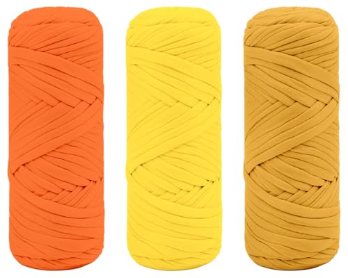 Maxee Premium T-Shirt Garn – 3er Pack (je 200g/75m), Weiches Bandgarn zum Häkeln & Stricken – Farbintensiv & pflegeleicht, Ideal für Häkeltaschen/Körbe/Teppiche DIY Projekte, Handarbeiten und Deko von Maxee