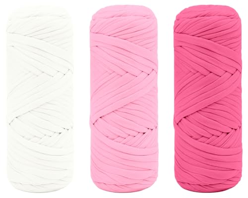 Maxee Premium T-Shirt Garn – 3er Pack (je 200g/75m), Weiches Bandgarn zum Häkeln & Stricken – Farbintensiv & pflegeleicht, Ideal für Häkeltaschen/Körbe/Teppiche DIY Projekte, Handarbeiten und Deko von Maxee