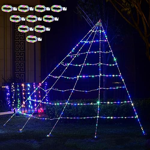 Maxee Weihnachtsbeleuchtung Außen, 4M x 5 Girlanden, 300 LED Christbaumbeleuchtung mit 10 Stück 3M Bunt Lichterketten (3 Modi), Weihnachtsbaum Lichterkette Außen für Tannenbaum, Weihnachten Party Deko von Maxee