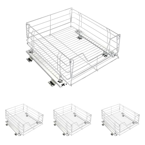 Maximex WENKO Schrankauszug Maxi, Aufbewahrungskorb mit Schienensystem, 50 x 23 x 50 cm, verchromter Stahl (Packung mit 4) von Maximex