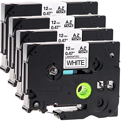4x Schriftbandkassette für Brother TZe-231 12mm schwarz auf weiß 12mm breit x 8m lang laminiert geeignet für Brother P-Touch 1000W 1010 1090 1830VP 2030VP 2100VP 2430PC 2470 2730VP 7100VP 7600VP H100R H105WB H150WB H300 D200VP D400 D600VP P750W und andere P-Touch Geräte kompatibel zu TZE-231 von Maximustrade
