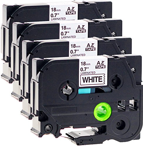 4x Schriftbandkassette für Brother TZe-241 schwarz auf weiß 18mm breit x 8m lang laminiert kompatibel zu TZE-241 von Maximustrade