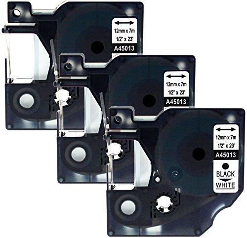Maximustrade 3x Schriftbandkassette kompatibel für Dymo D1 45013 S0720530 schwarz auf weiß 12mm lang laminiert kompatibel für Dymo LabelPOINT & LabelManager Maximustrade 3x Schriftbandkassette kompatibel für Dymo D1 45013 S0720530 schwarz auf weiß 12mm lang laminiert kompatibel für Dymo LabelPOINT & LabelManager von Maximustrade
