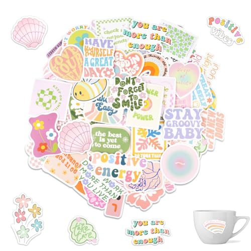 Sticker Aesthetic Bunte,100 Stück Pastell Aufkleber, Wasserdichte Inspirierende Aufkleber, PVC Motivationsaufkleber für Jugendliche, Erwachsene, Kinder, Laptop, Scrapbook, Skateboard von Maxmoc