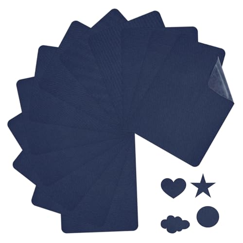 12 Stk Flicken zum Aufbügeln, Selbstklebend Stoff-Bügelflicken, Reparaturflicken Aufnäher zum Aufbügeln, für Jeans Kleidung Schuhe Taschen (Marineblau) von Maxmoc