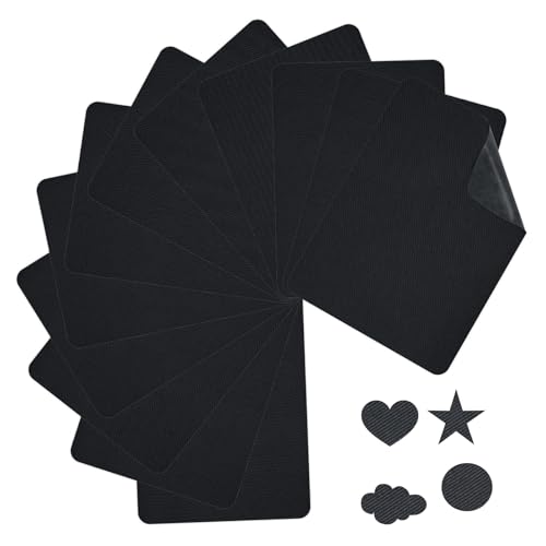 12 Stk Flicken zum Aufbügeln, Selbstklebend Stoff-Bügelflicken, Reparaturflicken Aufnäher zum Aufbügeln, für Jeans Kleidung Schuhe Taschen (Schwarz) von Maxmoc