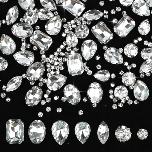 198 Stück Strasssteine Zum Aufnähen, Glass Rhinestones, Metall Krappenfassung Glas Kristall Schmucksteine, Glitzersteine für DIY Kleidung Textilien Brautschuhe Tasche Schuhe, Weiß 198 Stück Strasssteine Zum Aufnähen, Glass Rhinestones, Metall Krappenfassung Glas Kristall Schmucksteine, Glitzersteine für DIY Kleidung Textilien Brautschuhe Tasche Schuhe, Weiß von Maxmoc