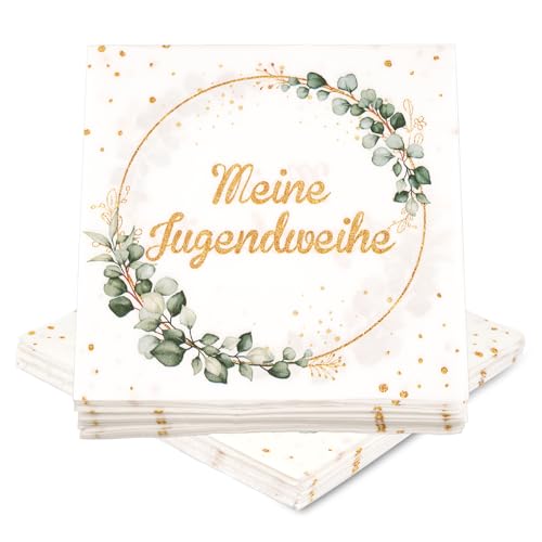 40 Stück Servietten Jugendweihe Deko, Jugendweihe Papierservietten, Jugendweihe Tischdeko mit Eukalyptus Design, für Mädchen Jungen Erwachsene Party, 33x33cm 40 Stück Servietten Jugendweihe Deko, Jugendweihe Papierservietten, Jugendweihe Tischdeko mit Eukalyptus Design, für Mädchen Jungen Erwachsene Party, 33x33cm von Maxmoc