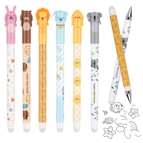 Maxmoc 6 Stk Radierbarer Kugelschreiber, Cartoon Tier Radierbare Stifte, Schwarz Gelstifte Radierbar, 0,5mm Erasable Pen, Radierbarer Tintenroller für Schule Büro Maxmoc 6 Stk Radierbarer Kugelschreiber, Cartoon Tier Radierbare Stifte, Schwarz Gelstifte Radierbar, 0,5mm Erasable Pen, Radierbarer Tintenroller für Schule Büro von Maxmoc