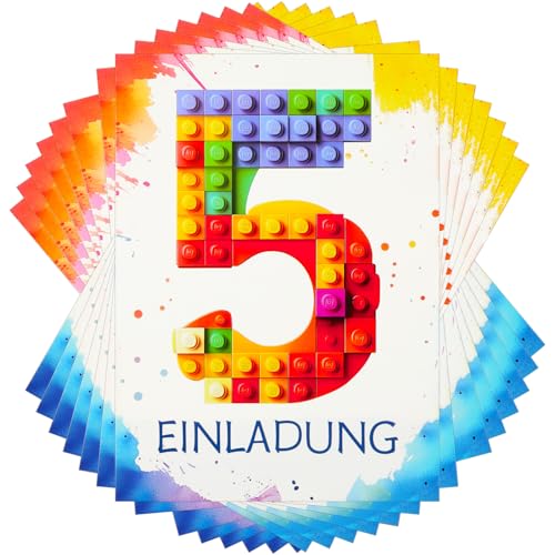 Maxmoc Bausteine Einladungskarten Kindergeburtstag Junge Mädchen,15 Stück Geburtstagseinladungen Jungen Bausteine,Kindergeburtstag Einladungskarten für Kinder Geburtstagsfeier Kinderparty (5 Jahre) Maxmoc Bausteine Einladungskarten Kindergeburtstag Junge Mädchen,15 Stück Geburtstagseinladungen Jungen Bausteine,Kindergeburtstag Einladungskarten für Kinder Geburtstagsfeier Kinderparty (5 Jahre) von Maxmoc