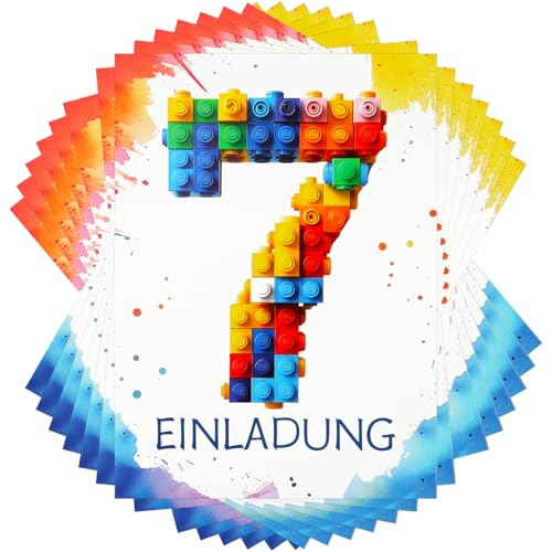 Maxmoc Bausteine Einladungskarten Kindergeburtstag Junge Mädchen,15 Stück Geburtstagseinladungen Jungen Bausteine,Kindergeburtstag Einladungskarten für Kinder Geburtstagsfeier Kinderparty (7 Jahre) Maxmoc Bausteine Einladungskarten Kindergeburtstag Junge Mädchen,15 Stück Geburtstagseinladungen Jungen Bausteine,Kindergeburtstag Einladungskarten für Kinder Geburtstagsfeier Kinderparty (7 Jahre) von Maxmoc