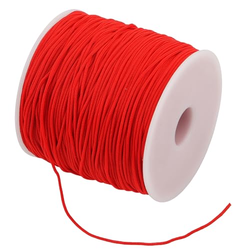 Nylonschnur für Armbänder, Nylonband,Knotenschnur Geflochtene für Armband, Halsketten, Makramee Handwerk, DIY Schmuckherstellung (Rot, 1mm x 120 m) von Maxmoc