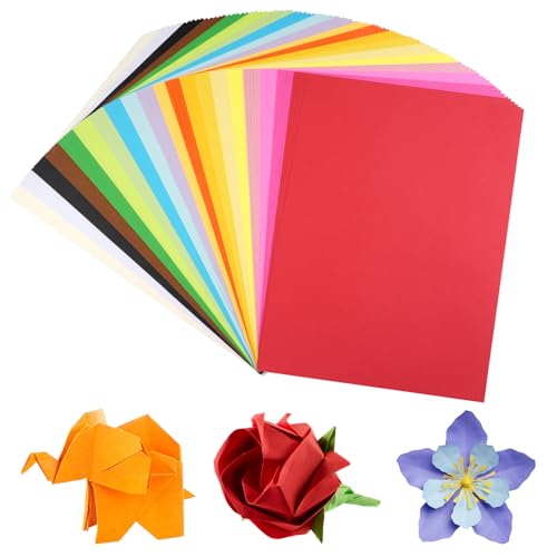 Origami Papier,100 Blatt Buntes Papier A4,65 g/m² Bastelpapier,Doppelseitiges Buntpapier in 20 Farben für DIY Kunst und Bastelprojekte von Maxmoc