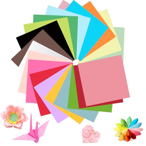 Origami Papier 20x20, 200 Blatt Doppelseitiges Faltpapier Bastelpapier, 70 g/m² Quadratisches Buntes Papier, für Kinder Erwachsene DIY Bastelprojekte Kunst, 20 Farben von Maxmoc