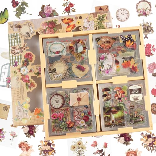 Scrapbooking Sticker, 510 Stück/100 Blatt Scrapbook Stickers, PET Scrapbooking Aufkleber, Vintage Scrapbook Journaling Zubehör für Bullet Tagebuch Kalender Notizbuch Fotoalbum DIY Handwerk Scrapbooking Sticker, 510 Stück/100 Blatt Scrapbook Stickers, PET Scrapbooking Aufkleber, Vintage Scrapbook Journaling Zubehör für Bullet Tagebuch Kalender Notizbuch Fotoalbum DIY Handwerk von Maxmoc