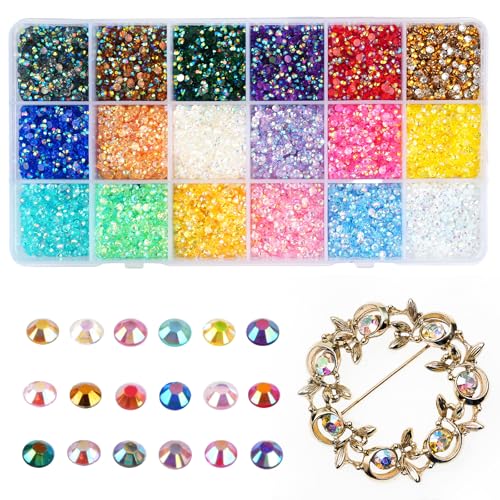 Strasssteine,18 Farben Flacher Rückseite Glitzersteine,Harz Rhinestones,Runde Glitzersteine zum Basteln,Strasssteine für Textilien DIY Handwerk Nägel Gesicht(18000 Stück,3 mm) von Maxmoc