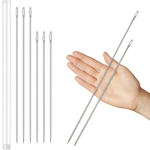 Maxqzin 6 Stück Nähnadeln mit Großem öhr, Stricknadeln Set 25cm 30cm Sticknadeln Wollnadel Zum Vernähen Stopfnadeln für Wolle Stopfnadeln mit Großem öhr für Nähen Kreuzstich von Maxqzin