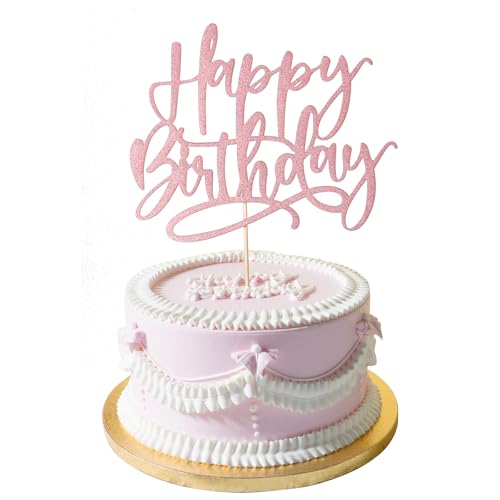 Maxqzin Cake Topper Geburtstag, Tortendeko Pink Happy Birthday Tortendeko 17 * 21 Cm Kuchen Deko Happy Birthday für Geburtstagsfeiern Von Kindern und Erwachsenen von Maxqzin