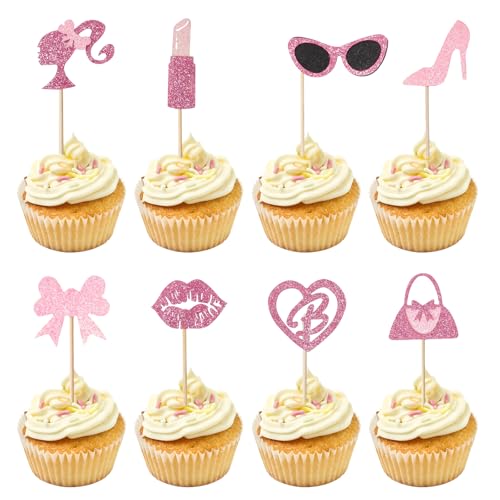 Maxqzin Cupcake-Topper mit Herz, Schleife, Lippe, Handtasche, Lippenstift, Brille, Dame, High Heel, für Prinzessinnen, Hochzeit, Duschzubehör, Hot Pink, 24 Stück Maxqzin Cupcake-Topper mit Herz, Schleife, Lippe, Handtasche, Lippenstift, Brille, Dame, High Heel, für Prinzessinnen, Hochzeit, Duschzubehör, Hot Pink, 24 Stück von Maxqzin