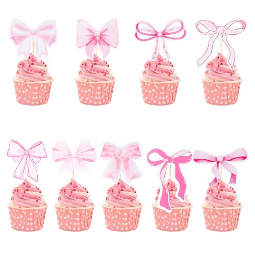 Maxqzin Cupcake-Topper mit Schleife, rosa Schleife, Cupcake-Topper, niedliches Papier, rosa Schleife, Kuchendekoration für Junggesellinnenabschied, Braut, Verlobung, Hochzeit, Geburtstag, Maxqzin Cupcake-Topper mit Schleife, rosa Schleife, Cupcake-Topper, niedliches Papier, rosa Schleife, Kuchendekoration für Junggesellinnenabschied, Braut, Verlobung, Hochzeit, Geburtstag, von Maxqzin
