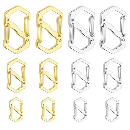 Maxqzin Halskettenkürzer, Doppel-Karabinerverschluss, 3 Größen, silber- und goldfarben, Edelstahl, Karabinerverschluss, für DIY-Schmuckherstellung und Reparatur, 12 Stück Maxqzin Halskettenkürzer, Doppel-Karabinerverschluss, 3 Größen, silber- und goldfarben, Edelstahl, Karabinerverschluss, für DIY-Schmuckherstellung und Reparatur, 12 Stück von Maxqzin