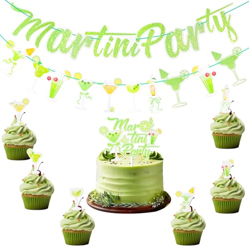 Maxqzin Martini-Party-Dekorationen, Martini-Party-Banner und Martini-Cocktail-Tassen, Tortenaufsatz, glitzernd, Martini-Dekor für kleine kleine ältere Partys, Martini-Geburtstag, Brautparty, Party Maxqzin Martini-Party-Dekorationen, Martini-Party-Banner und Martini-Cocktail-Tassen, Tortenaufsatz, glitzernd, Martini-Dekor für kleine kleine ältere Partys, Martini-Geburtstag, Brautparty, Party von Maxqzin