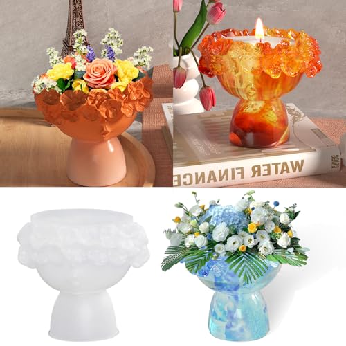 Silikonformen für Epoxidharz, Mädchen-Harzform, niedlicher Blumentopf, Vase, 3D-Formen für Beton, Zement, Harz, Gießform, DIY, Kerzenhalter, Schmuck, Make-up, Aufbewahrung, Heimdekoration, Kunst (weiß von Maxspace