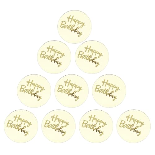 Acryl-Cupcake-Topper „Alles Gute zum Geburtstag“-Kuchenscheibe, 10 Stück, Acryl-Cupcake-Topper, runde Geburtstags-Gravur-Topper, Geburtstagsparty, Kuchendekoration, Cupcake-Dessert-Zubehör, Gold von Maxtonser