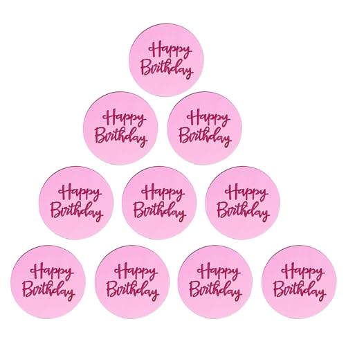 Acryl-Cupcake-Topper „Alles Gute zum Geburtstag“-Kuchenscheibe, 10 Stück, Acryl-Cupcake-Topper, runde Geburtstags-Gravur-Topper, Geburtstagsparty-Kuchendekoration, Cupcake-Dessert-Zubehör, rosarot von Maxtonser