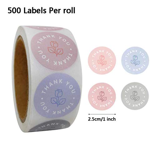 Maxtonser 500 Stück runde Dankesaufkleber Rolle selbstklebende Blumenetiketten Belohnungsaufkleber Kleinunternehmen Verpackung Box Aufkleber von Maxtonser