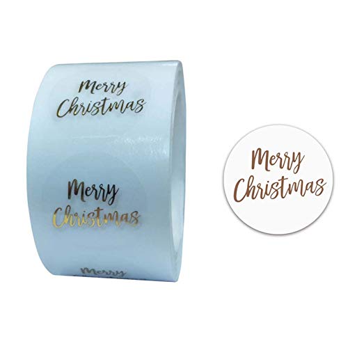 Maxtonser 500 Stück runde selbstklebende Weihnachtsaufkleber, transparent, Frohe Weihnachten, Aufkleber, kleine Unternehmen, Verpackungsbox-Aufkleber von Maxtonser