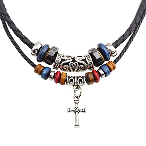 Maxtonser Lederhalskette für Damen und Herren, Vintage-Stil, Bohemian-Stil, ethnische Holzperlen, Choker-Halskette für Anhänger, Schmuck Maxtonser Lederhalskette für Damen und Herren, Vintage-Stil, Bohemian-Stil, ethnische Holzperlen, Choker-Halskette für Anhänger, Schmuck von Maxtonser